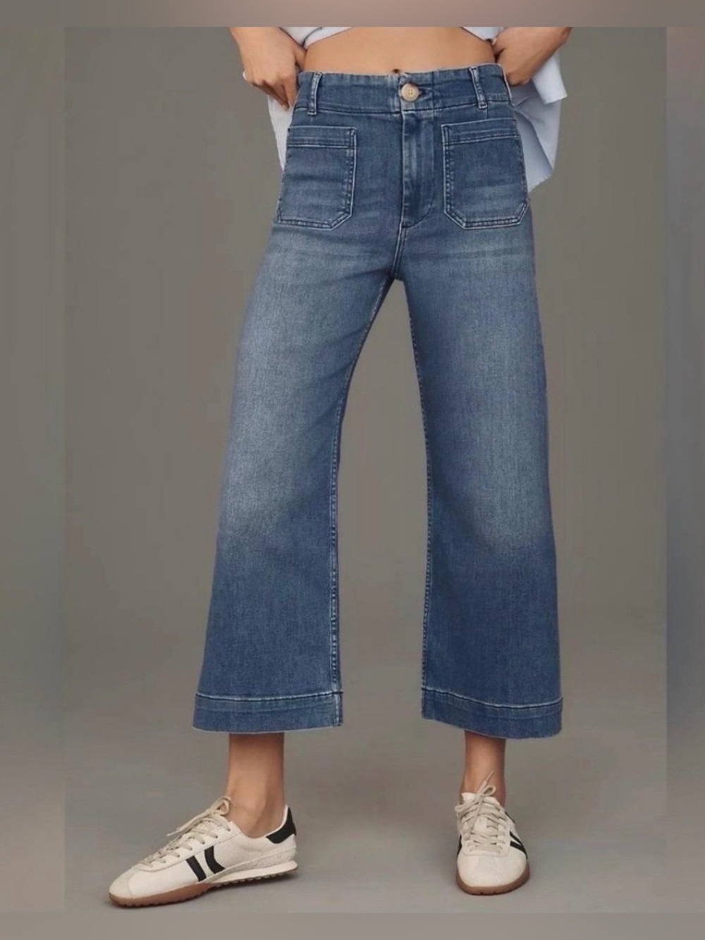 MAEVE Anthropologie The Colette High-Rise Wide-Leg Crop Jeans Size 26 Blue Wash